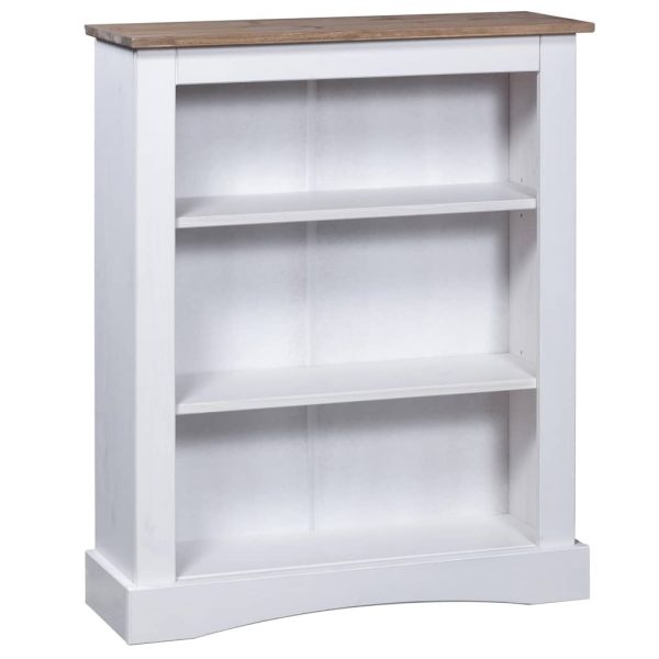 3-Tier Bookcase Mexican Pine Corona Range White 81x29x100 cm