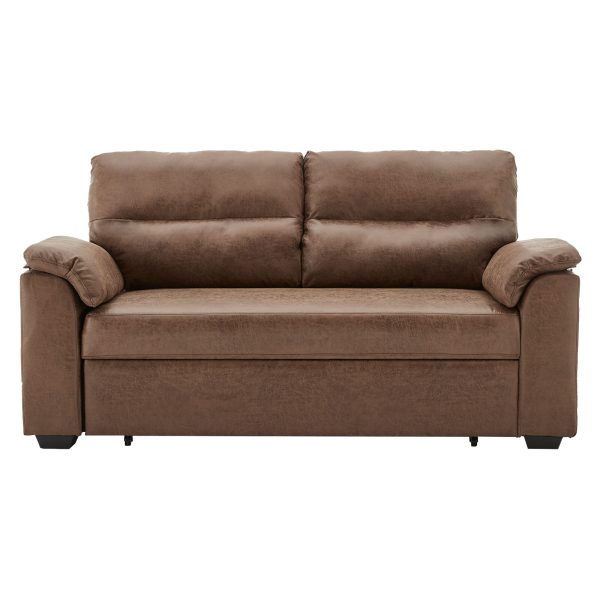 Carpinteria Distressed Fabric Sofa Bed Couch Lounge – Brown