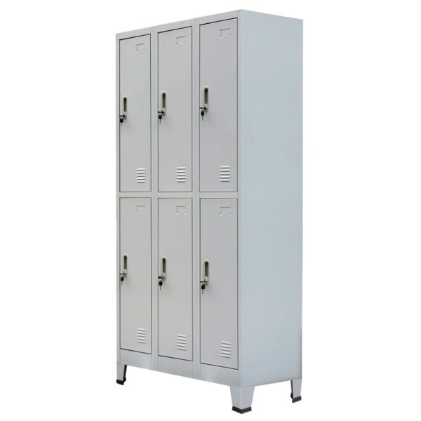 Locker Cabinet with 6 Compartments Steel 90x45x180 cm
