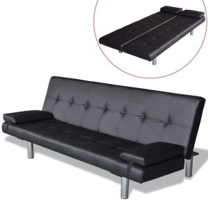 Rutland Sofa Bed with Two Pillows Artificial Leather Adjustable