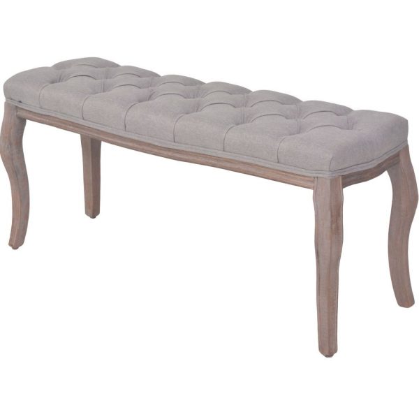 Bench Linen Solid Wood 110x38x48 cm