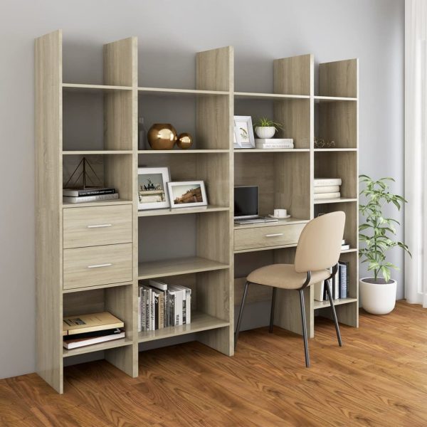 4 Piece Book Cabinet Set Engineered Wood