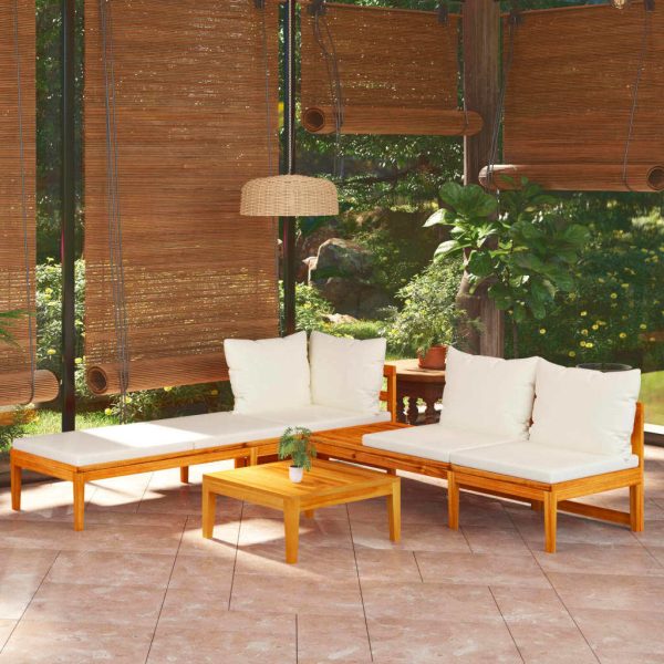 3 Piece Garden Lounge Set with Cushions Acacia Wood