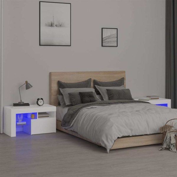 Northbrook Bedside Cabinets 2 pcs with LED Lights 70×36.5×40 cm