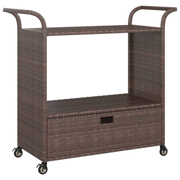 Bar Cart with Drawer 100x45x97 cm Poly Rattan