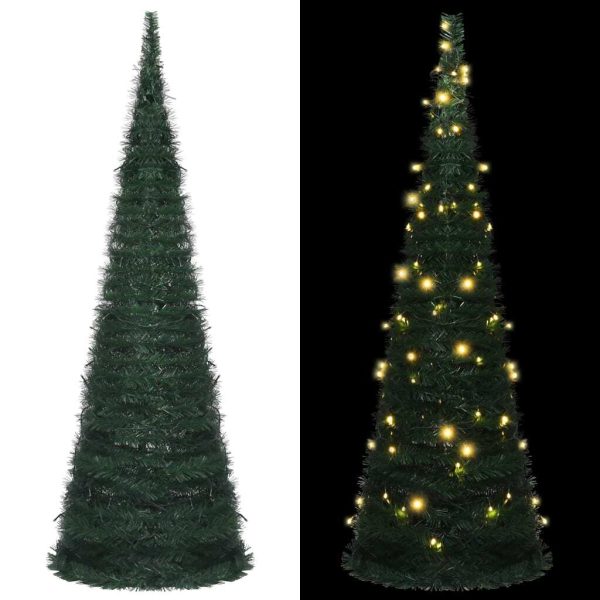 Pop-up String Artificial Christmas Tree with LED Green