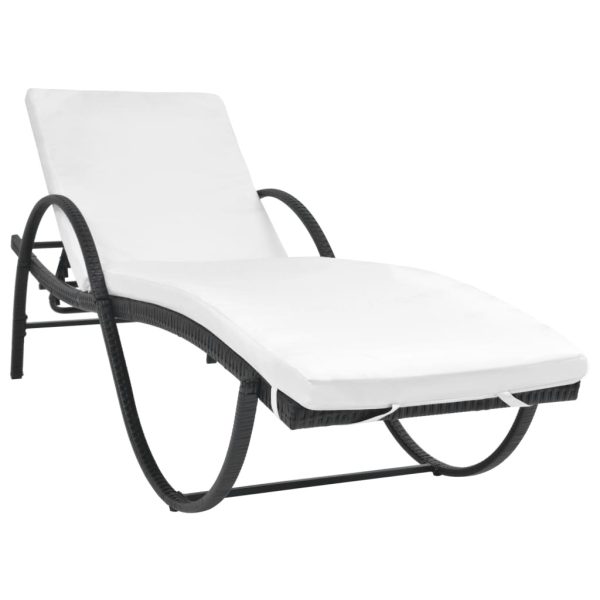 Sun Lounger with Cushion & Table Poly Rattan