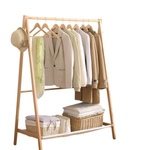 Clothes Stand Garment Dyring Rack Hanger Organiser Wooden Free Standing