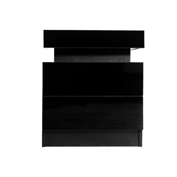 Hercules Bedside Tables Drawers RGB LED Side Table High Gloss Nightstand Cabinet