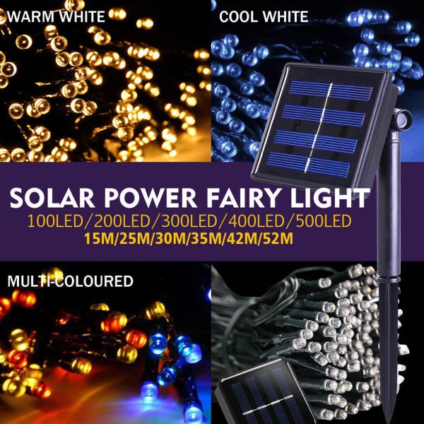 Solar Powered LED Fairy String Lights Outdoor Garden Party Wedding Controller