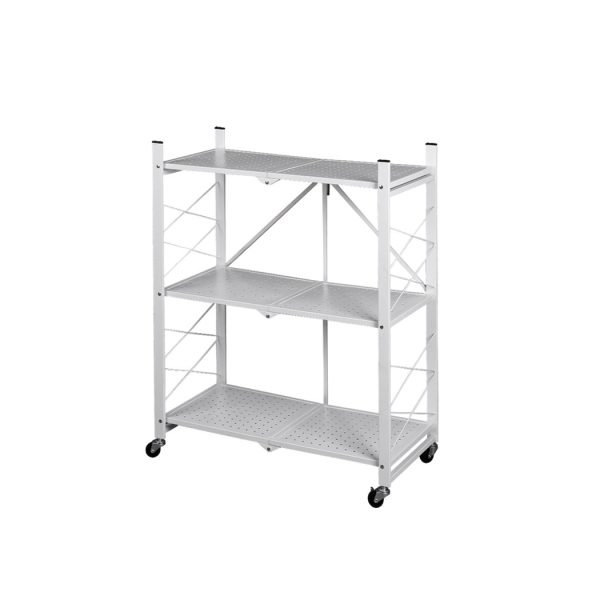 Foldable Storage Shelf Display Rack Bookshelf Bookcase Wheel Collapsible