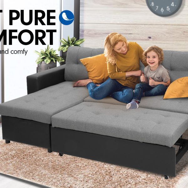 Hackney 3-Seater Corner Sofa Bed Storage Lounge Chaise Couch