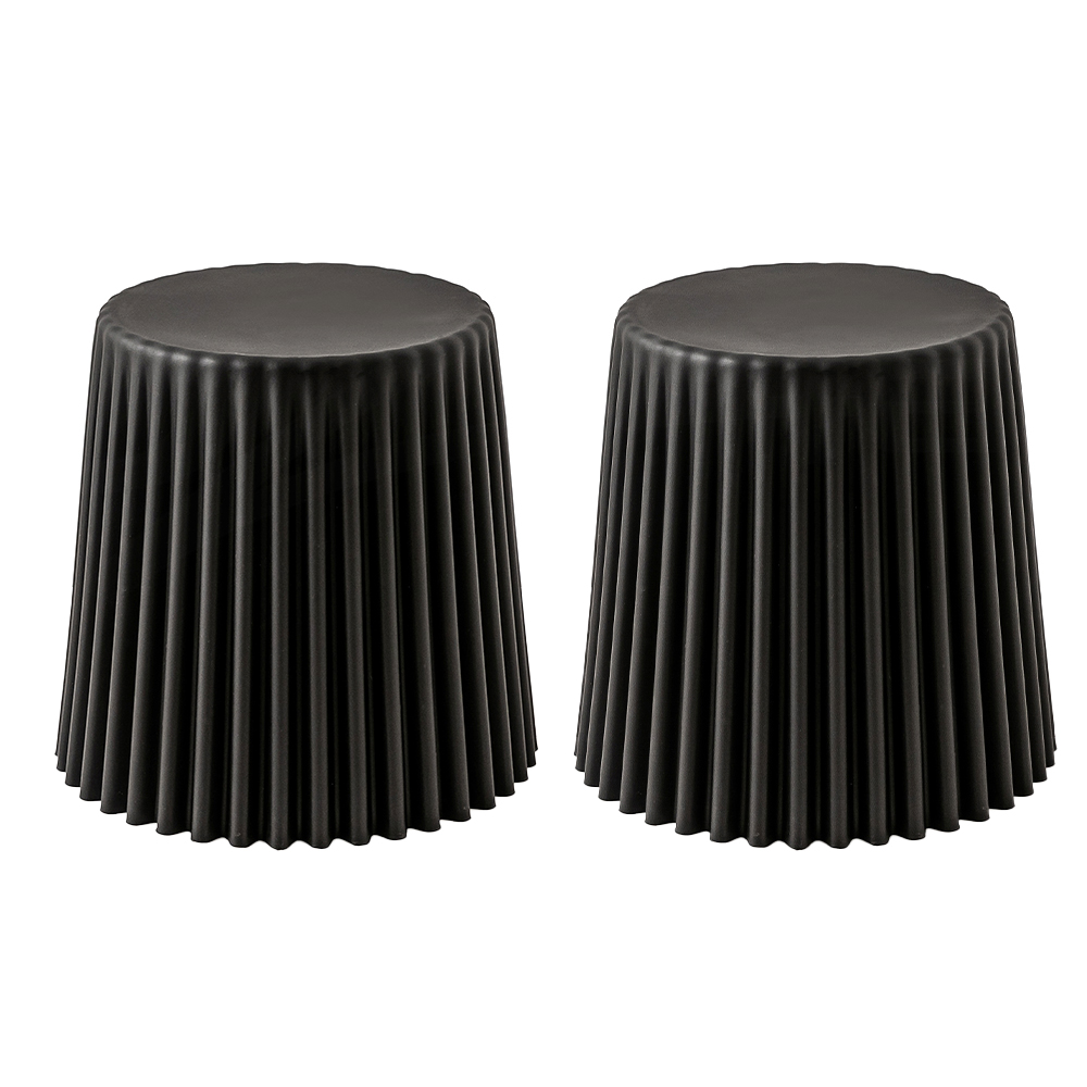 ArtissIn Set of 2 Cupcake Stool Plastic Stacking Bar Stools Dining Chairs Kitchen – Black