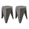 ArtissIn Set of 2 Puzzle Stool Plastic Stacking Bar Stools Dining Chairs Kitchen – Grey