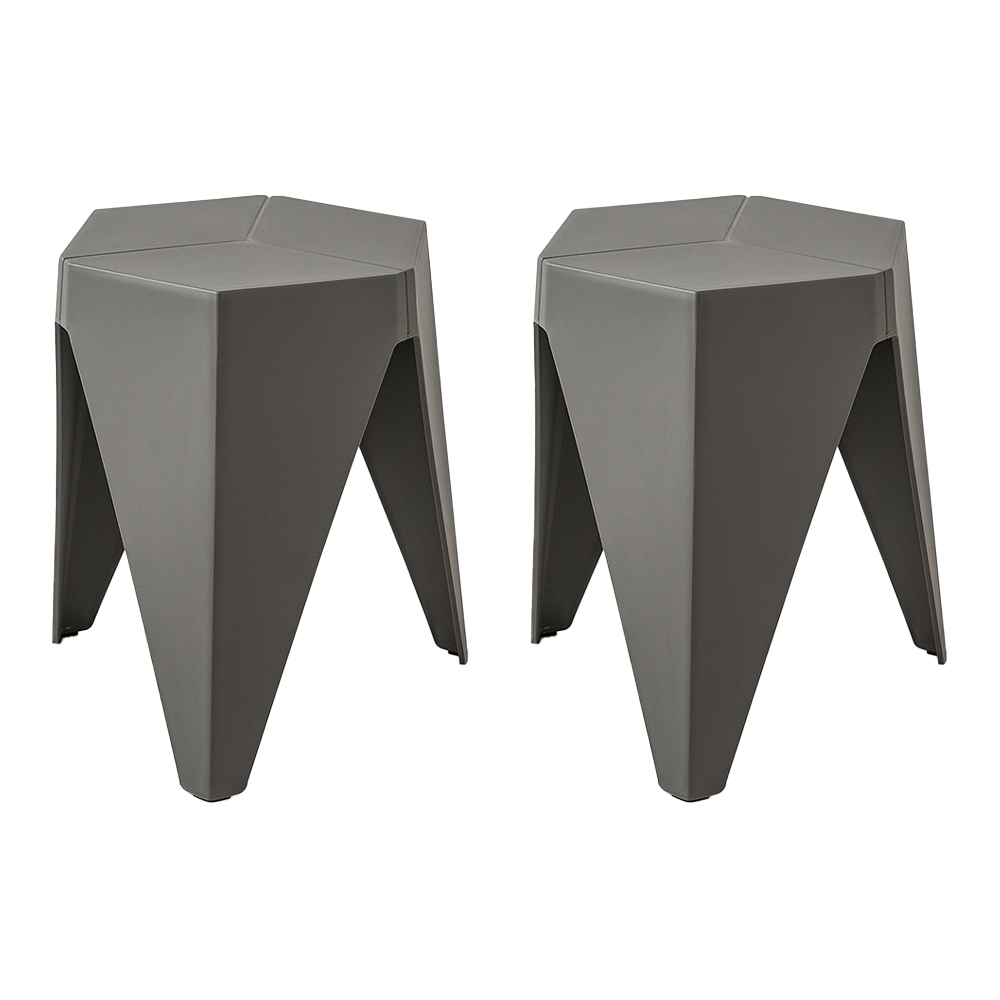 ArtissIn Set of 2 Puzzle Stool Plastic Stacking Bar Stools Dining Chairs Kitchen – Grey