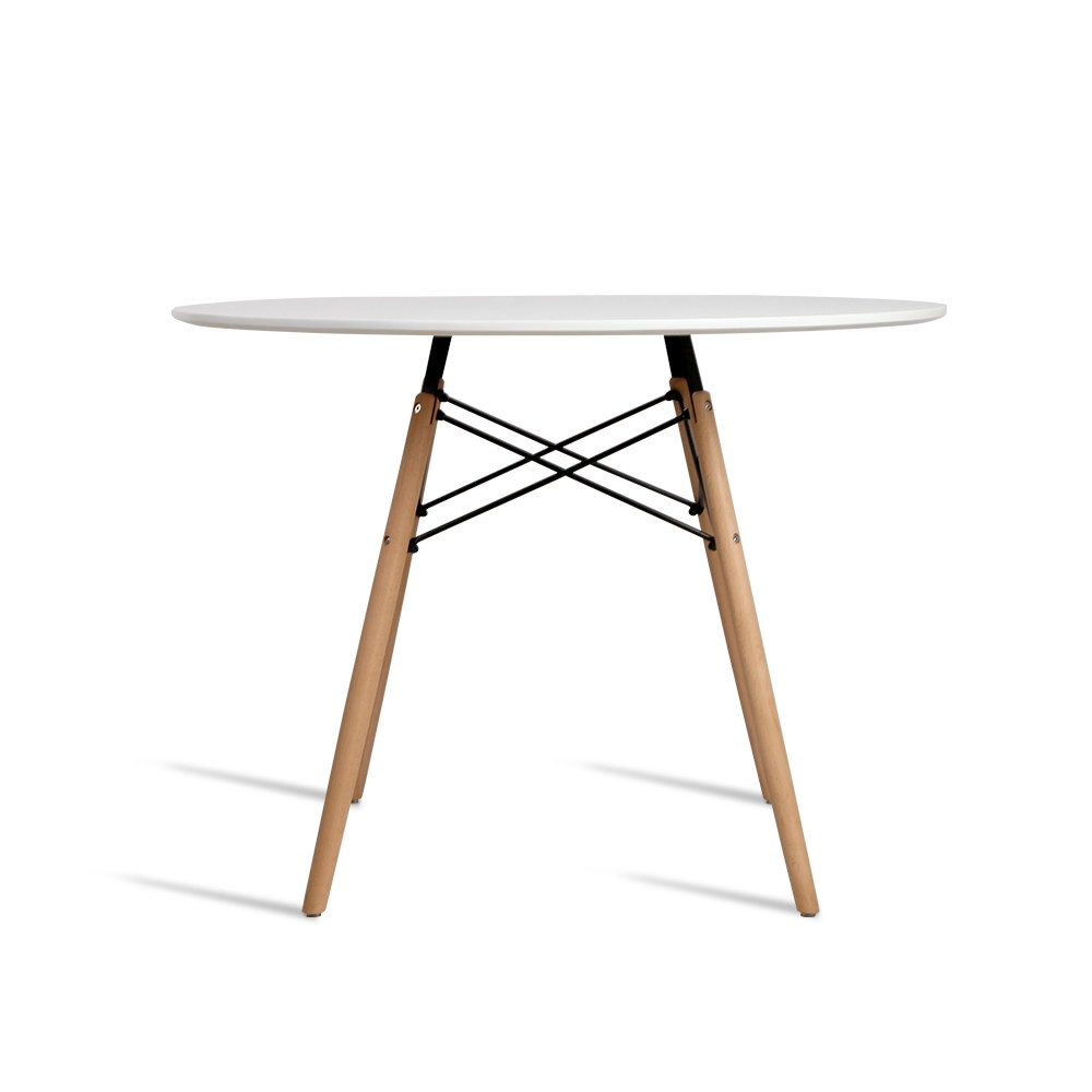 Artiss Dining Table 4 Seater Round Replica DSW Eiffel Kitchen Timber White – 100×73 cm