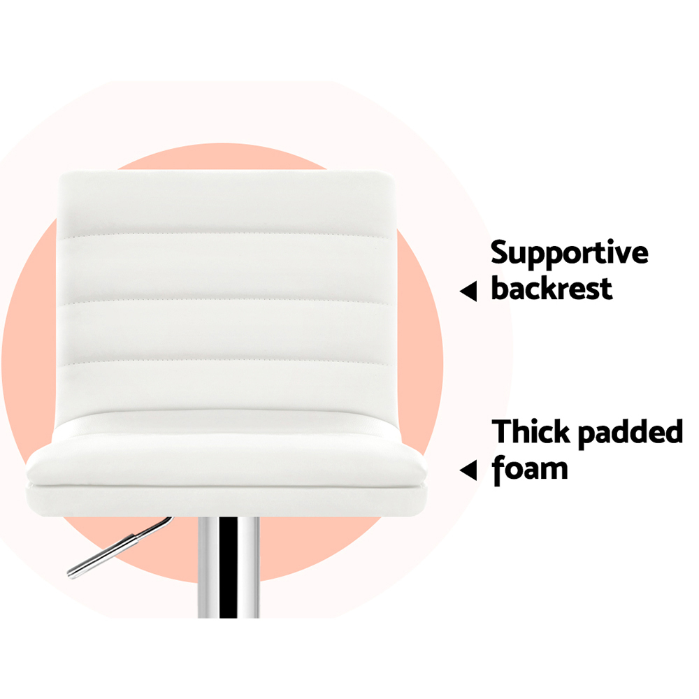 Artiss Set of 4 PU Leather Lined Pattern Bar Stools- Chrome – White