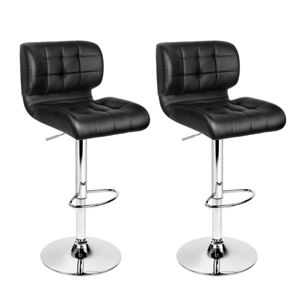 Artiss PU Leather Gas Lift Bar Stools – Chrome