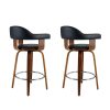 Artiss Set of 2 Bar Stools PU Leather Wooden Swivel – Wood, Chrome – Black