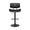 Artiss Bar Stool Gas Lift Wooden PU Leather – Black and Wood – 1