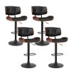 Artiss Bar Stool Gas Lift Wooden PU Leather – Black and Wood – 4