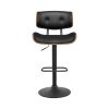 Artiss Bar Stool Gas Lift Wooden PU Leather – Black and Wood – 4
