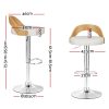 Artiss Set of 2 Bar Stools Kitchen Gas Lift Wooden Stool Metal Barstools Swivel – White