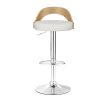 Artiss Set of 2 Bar Stools Kitchen Gas Lift Wooden Stool Metal Barstools Swivel – White