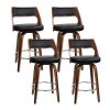 Artiss Wooden Bar Stools PU Leather – Black and Wood – 4