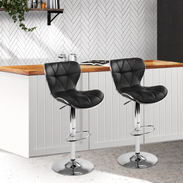 Artiss PU Leather Patterned Bar Stools – Chrome