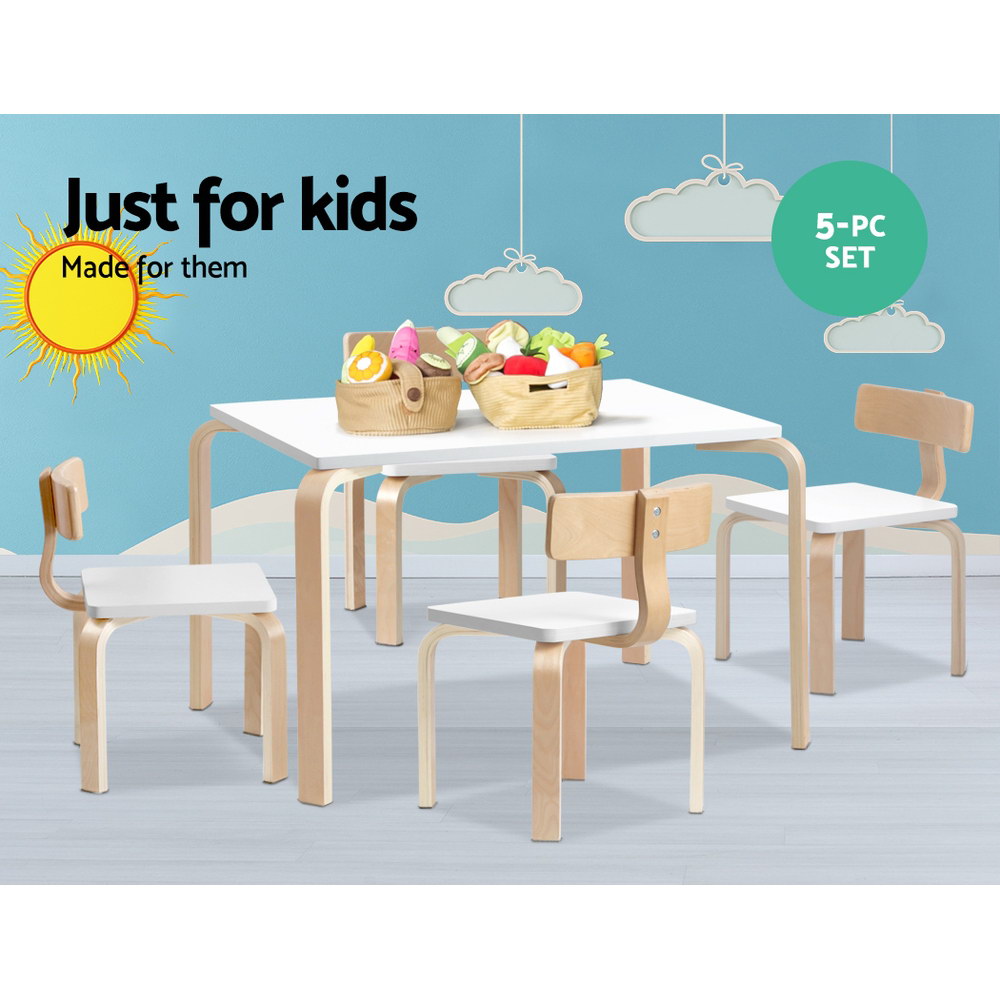 Nordic Kids Table Chair Set Desk 5PC Activity Dining Study Children Modern