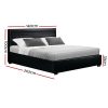 Artiss Cole LED Bed Frame PU Leather Gas Lift Storage – Black, DOUBLE
