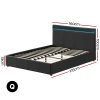 Artiss Cole LED Bed Frame PU Leather Gas Lift Storage – Black, QUEEN