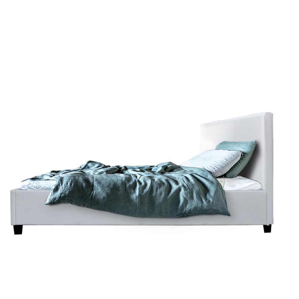 Artiss Neo Bed Frame Fabric – White, KING SINGLE