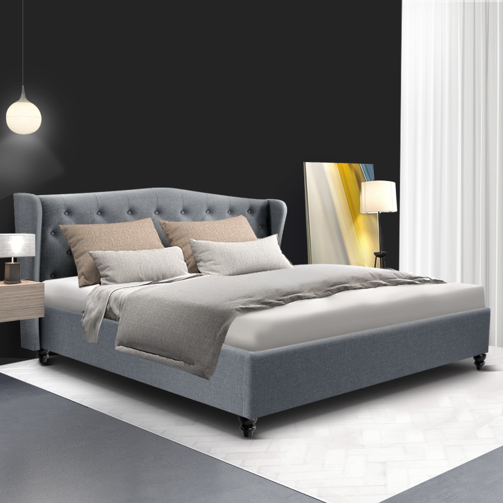 Artiss Pier Bed Frame Fabric – Grey, KING