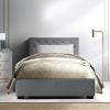 Artiss Bed Frame Gas Lift Base With Storage Fabric Vila Collection – Grey, KING SINGLE