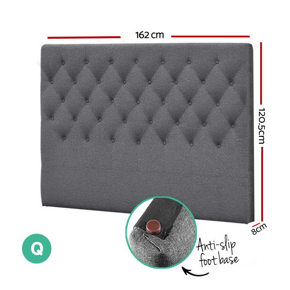Bed Head Headboard Bedhead Fabric Frame Base CAPPI – Grey, QUEEN