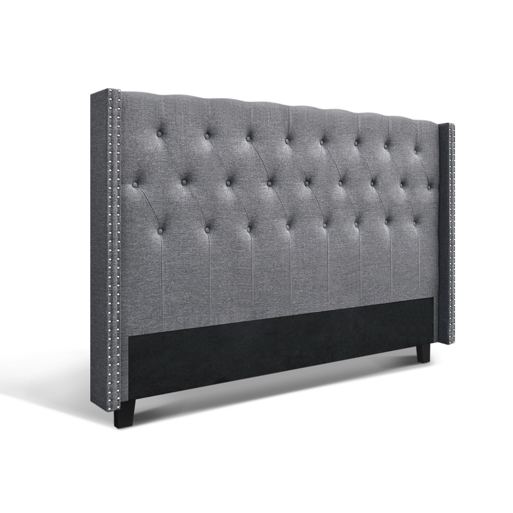 Artiss Bed Head Headboard Bedhead Fabric Frame Base Grey LUCA – KING