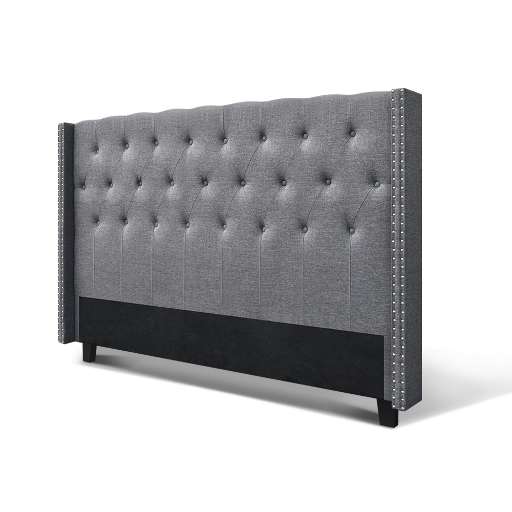 Artiss Bed Head Headboard Bedhead Fabric Frame Base Grey LUCA – KING
