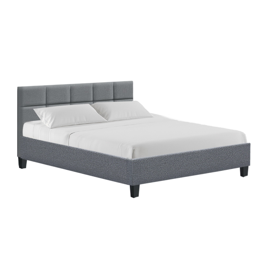 Artiss Tino Bed Frame Fabric – Grey, QUEEN
