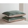 Cosy Club Washed Cotton Sheet Set – Green and Beige, SINGLE