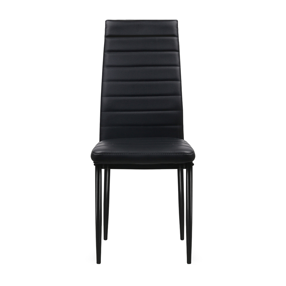 Set of 4 Dining Chairs PVC Leather – Black