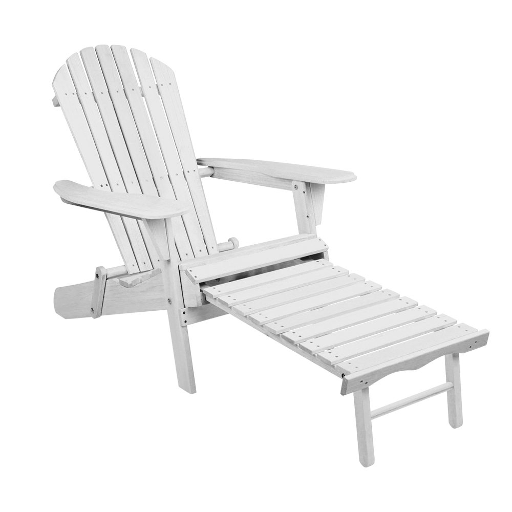 Gardeon Adirondack Beach Chair with Ottoman – White – 2