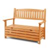 Outdoor Storage Bench Box Wooden Garden Chair 2 Seat Timber Furniture