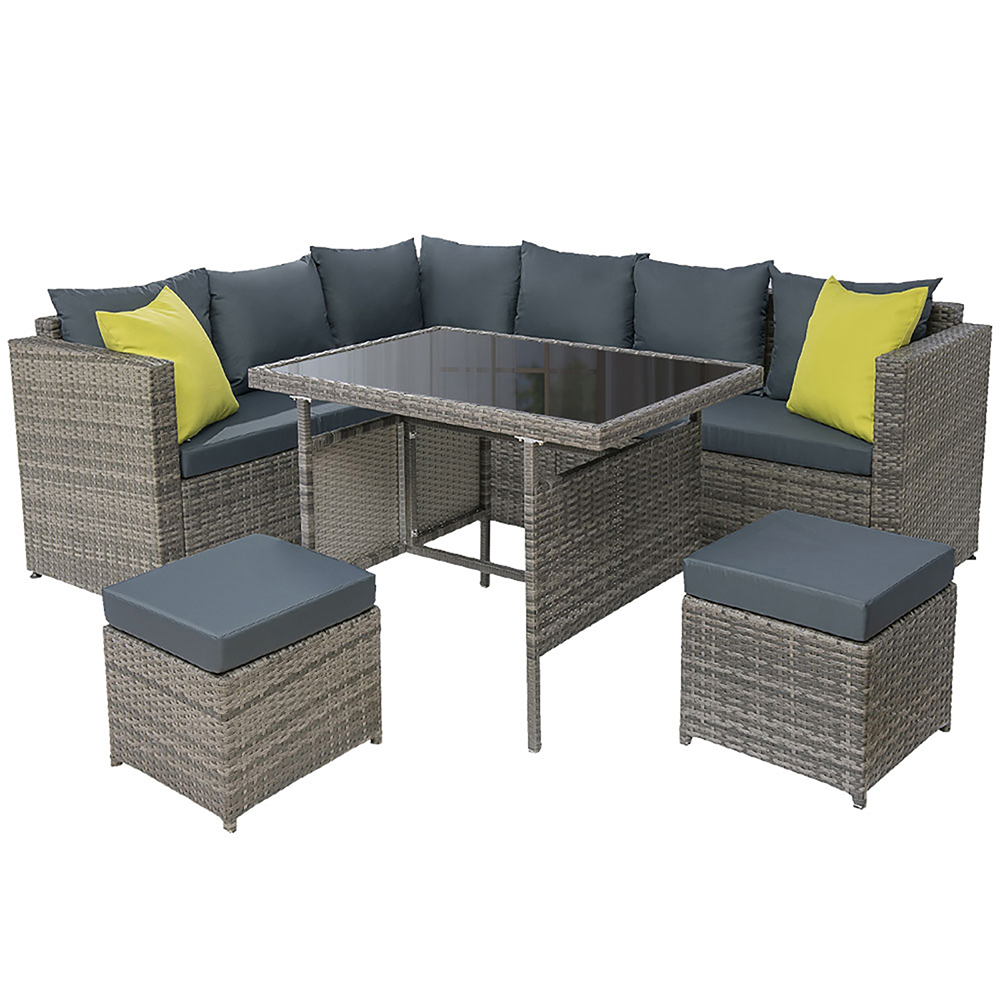 Gardeon Outdoor Furniture Patio Set Dining Sofa Table Chair Lounge Wicker Garden – Grey