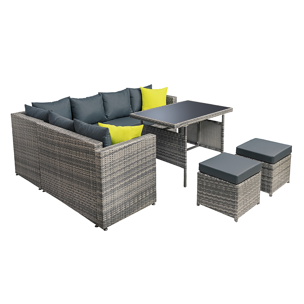 Gardeon Outdoor Furniture Patio Set Dining Sofa Table Chair Lounge Wicker Garden – Grey