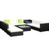 Gardeon Sofa Set with Storage Cover Outdoor Furniture Wicker – 6 x Single Sofa + 2 x Corner Sofa + 1 x Corner Table + 1 x Table + 1 x Ottoman + 1 x storage cover