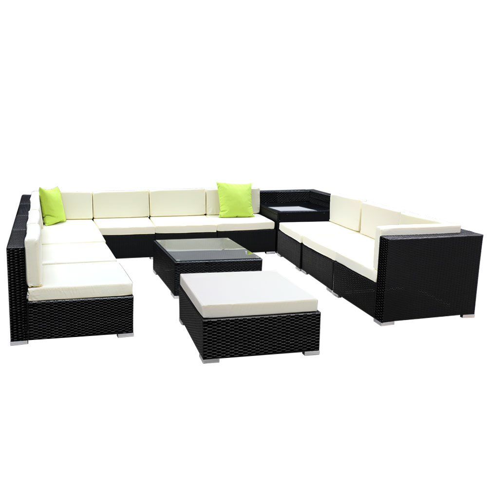 Gardeon Sofa Set with Storage Cover Outdoor Furniture Wicker – 8 x Single Sofa + 2 x Corner Sofa + 1 x Corner Table + 1 x Table + 1 x Ottoman + 1 x storage cover