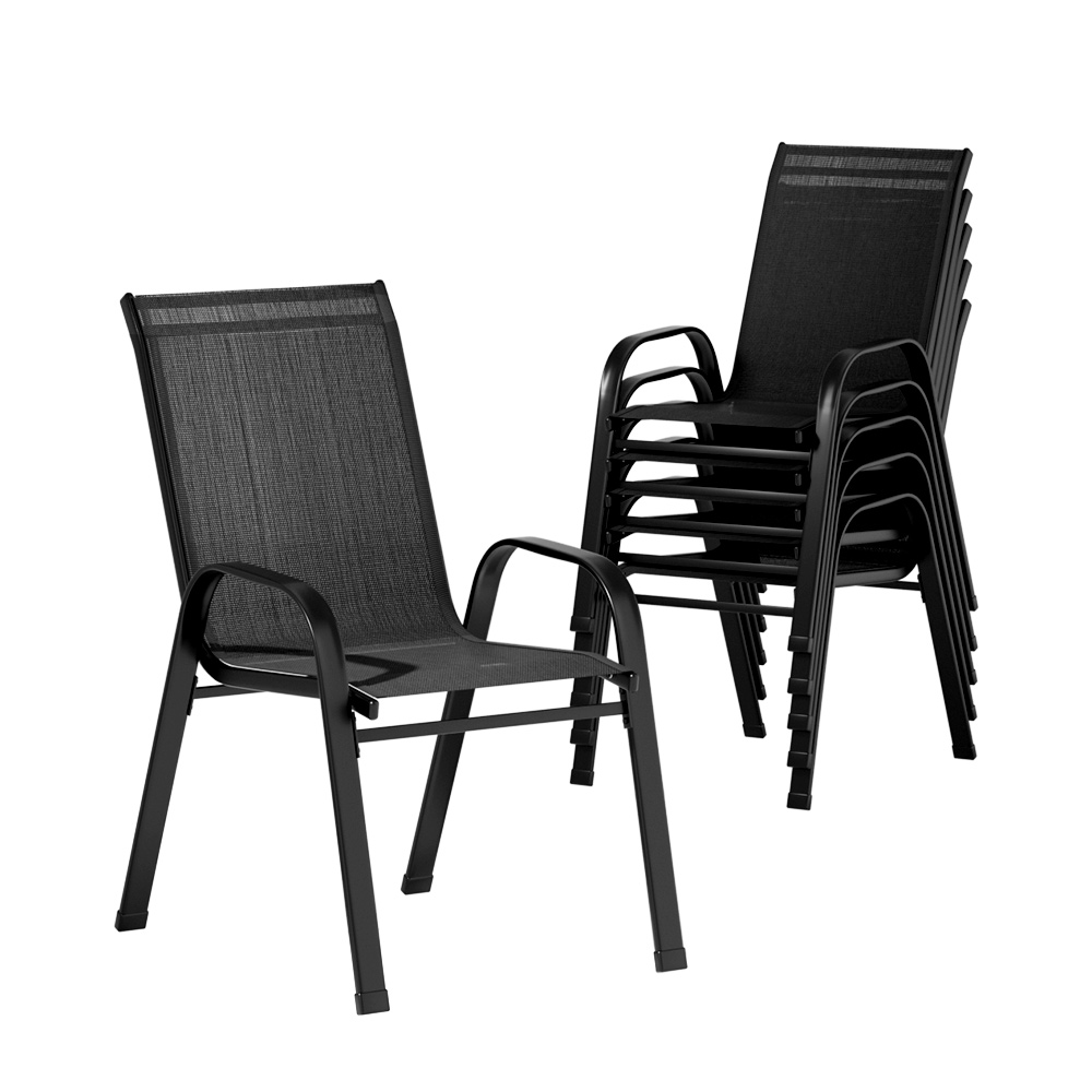 Gardeon Outdoor Stackable Chairs Lounge Chair Bistro Set Patio Furniture – 6