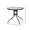 Outdoor Dining Table Bar Setting Steel Glass 70CM